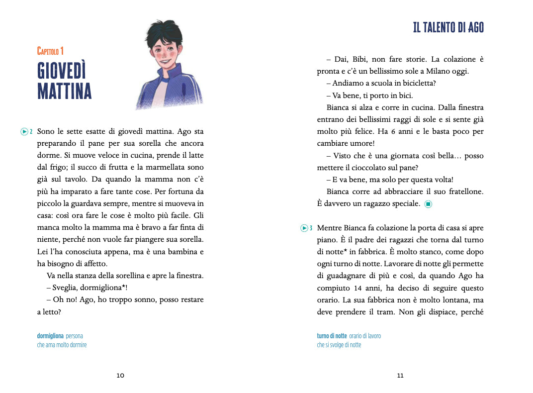 Il talento di Ago - Gradert lesebok - A2 nivå - italiensk