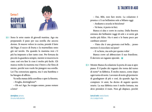 Il talento di Ago - Gradert lesebok - A2 nivå - italiensk