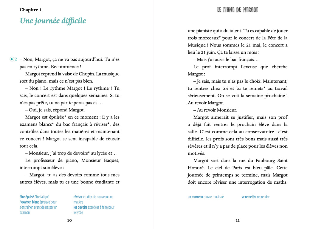 Le piano de Margot - Gradert lesebok - A2 nivå - fransk